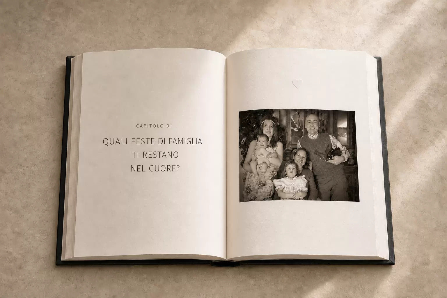 Il libro aperto sul primo capitolo: «Quali feste di famiglia ti restano nel cuore?»